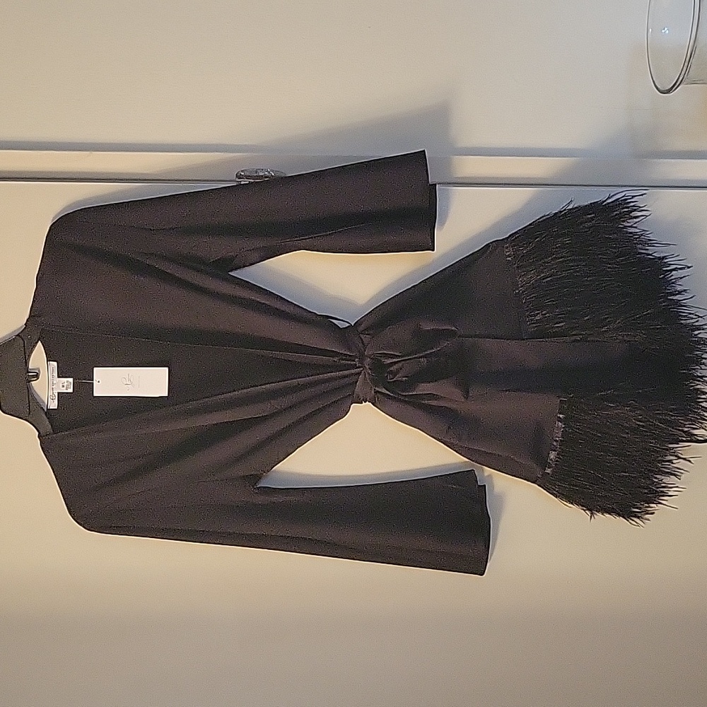 Rya Collection Black Ostrich Feathered Robe
